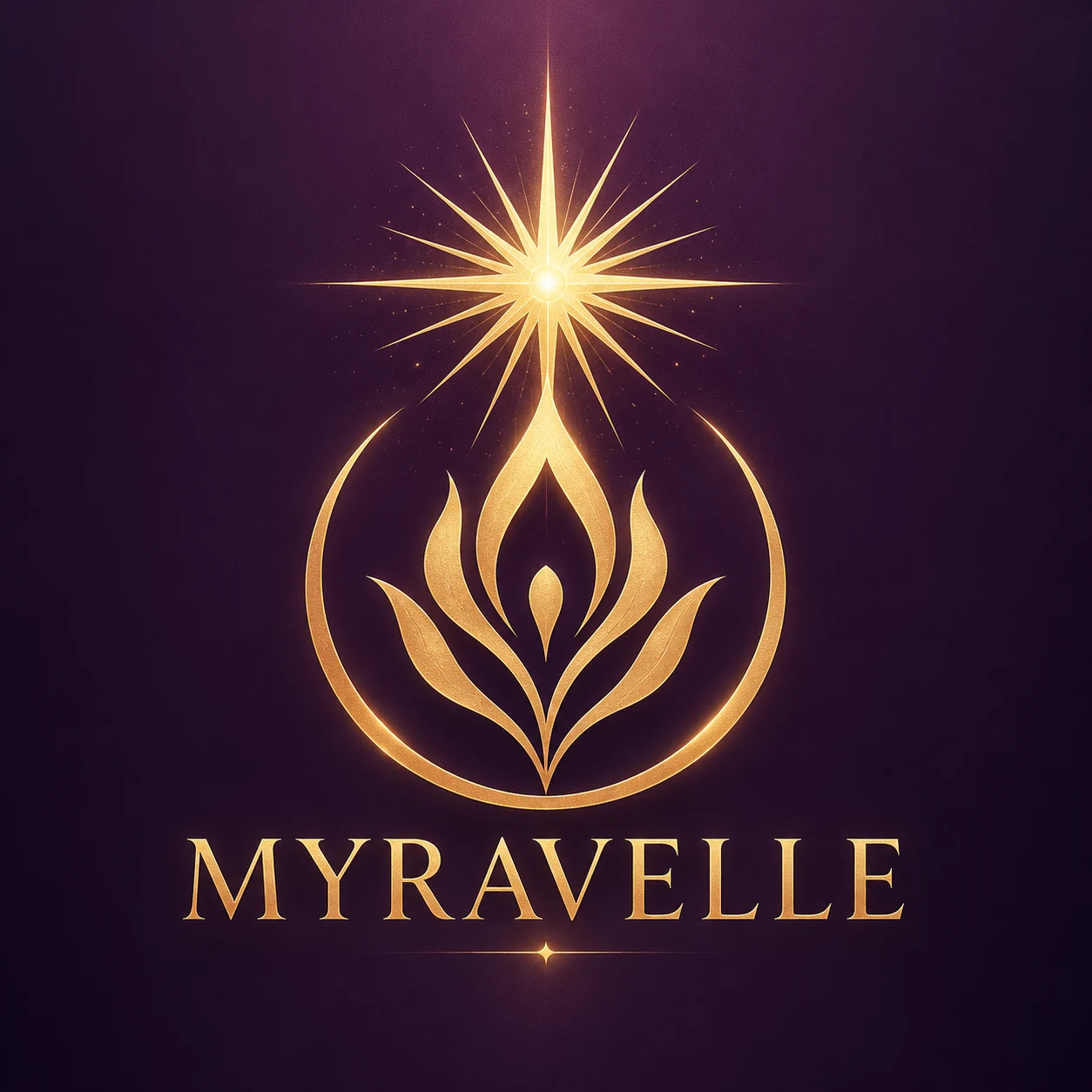 Myravelle’s radiant gold flowering flame on deep plum